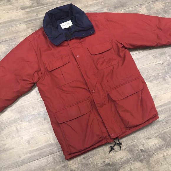 Vintage Eddie Bauer Jacket Men Size Medium Red Goose Down Ridge Line‎ Parka/Coat - Picture 1 of 11
